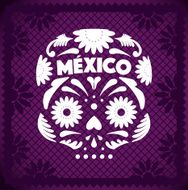 Mexican Skull - Orange Cut Out Paper N2