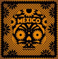 Mexican Skull - Orange Cut Out Paper N3