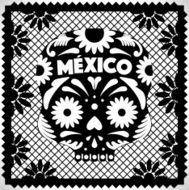 Mexican Skull - Black And White Cut Out Paper N2