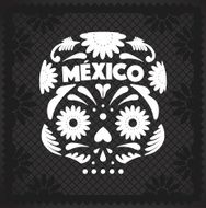 Mexican Skull - Black And White Cut Out Paper N3