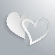 3d White Paper Hearts Background