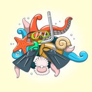 Diving abstraction vector illustration