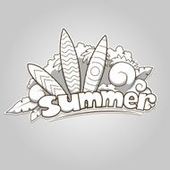 Summer surfing colorless vector illustration