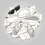 Summer clothes colorless vector illustration