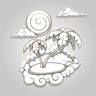 Palms tropical colorless vector illustration