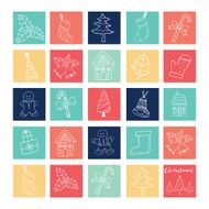 Merry Christmas doodle icons elements outline N2