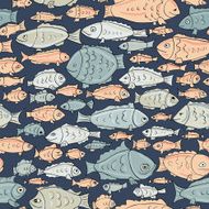 hand drawn fish seamless pattern N4