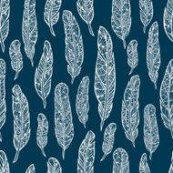 Seamless pattern zentangle ethnic feathers