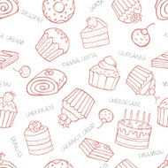 Seamless pattern of sweet cupcakes and cakes N3