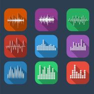Sound Wave Icon Set Color flat style