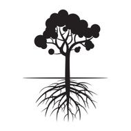 Black Tree and Roots Vector Illustration N5