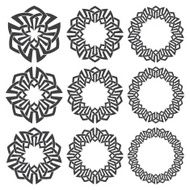 Nine decorative logo elements with stripes braiding