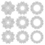 Nine circular decorative elements with stripes braiding