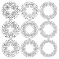 Nine circular decorative elements with stripes braiding N6