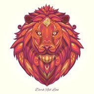 Lion dark red ornament ethnic vector illustration N2
