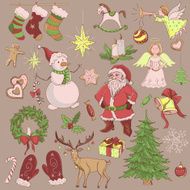 Hand drawn Christmas and New year collection