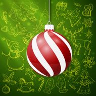 Hand drawn Christmas and New year elements with bauble