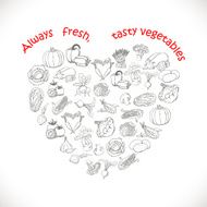 Isolated heart of vegetables Vector illustrations