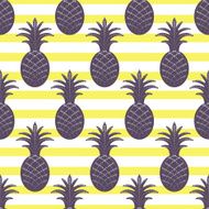 Pineapple seamless pattern on stripe background N3