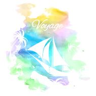 Palm trees watercolor background N2
