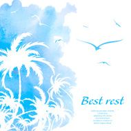 Palm trees watercolor background N3