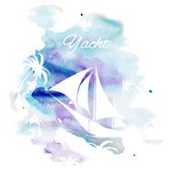 Palm trees watercolor background N6