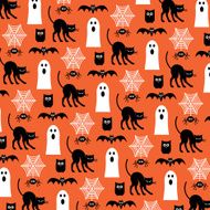 halloween ghosts and black cats