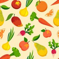 Vegetables &amp; fruit pattern backgrounds healthy food seamless vector wrapping