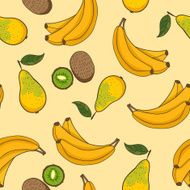Banana kiwi and pear pattern