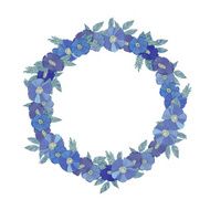 Blue floral border made with wildflowers N17