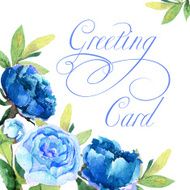 Greeting card with watercolor peonies