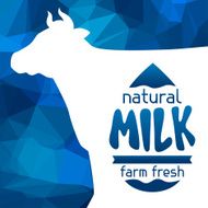 Milk emblem design on abstract polygon background
