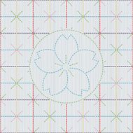 Traditional japanese needlework Sashiko with sakura flower