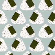 Onigiri (japanese rice ball) with sesame seeds Seamless pattern