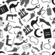 islamic religion simple gray icons seamless pattern eps10