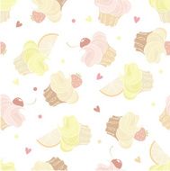 Vector seamless pattern with pastel color cakes