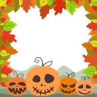 Colorful autumn leaves and pumpkins Frame for your design