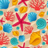 Seamless pattern with seashell