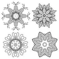 Set Mandalas Round Ornament Pattern Snowflakes N2