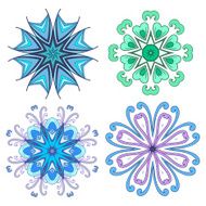 Set Mandalas Round Ornament Pattern Snowflakes N3