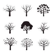 Set of black vector tree icon
