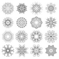 Set Mandalas Round Ornament Pattern Snowflakes N4