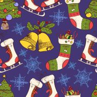 Vector vintage Christmas seamless pattern with the tree gold be N2
