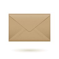 Realistic brown closed envelope icon template