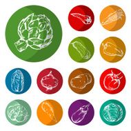 Web icon set of different hand drawn vegetables N3