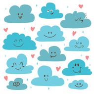 Cute hand drawn clouds Funny weather theme N2