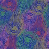 Vector peacock feathers seamless pattern Ornament with ink hand N2