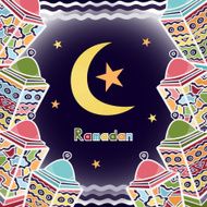 Vector colorful ramadan greeting card design with lanterns