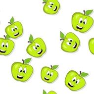 Seamless pattern with smiling apples on white