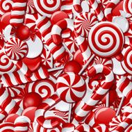 Seamless background with red and white candies